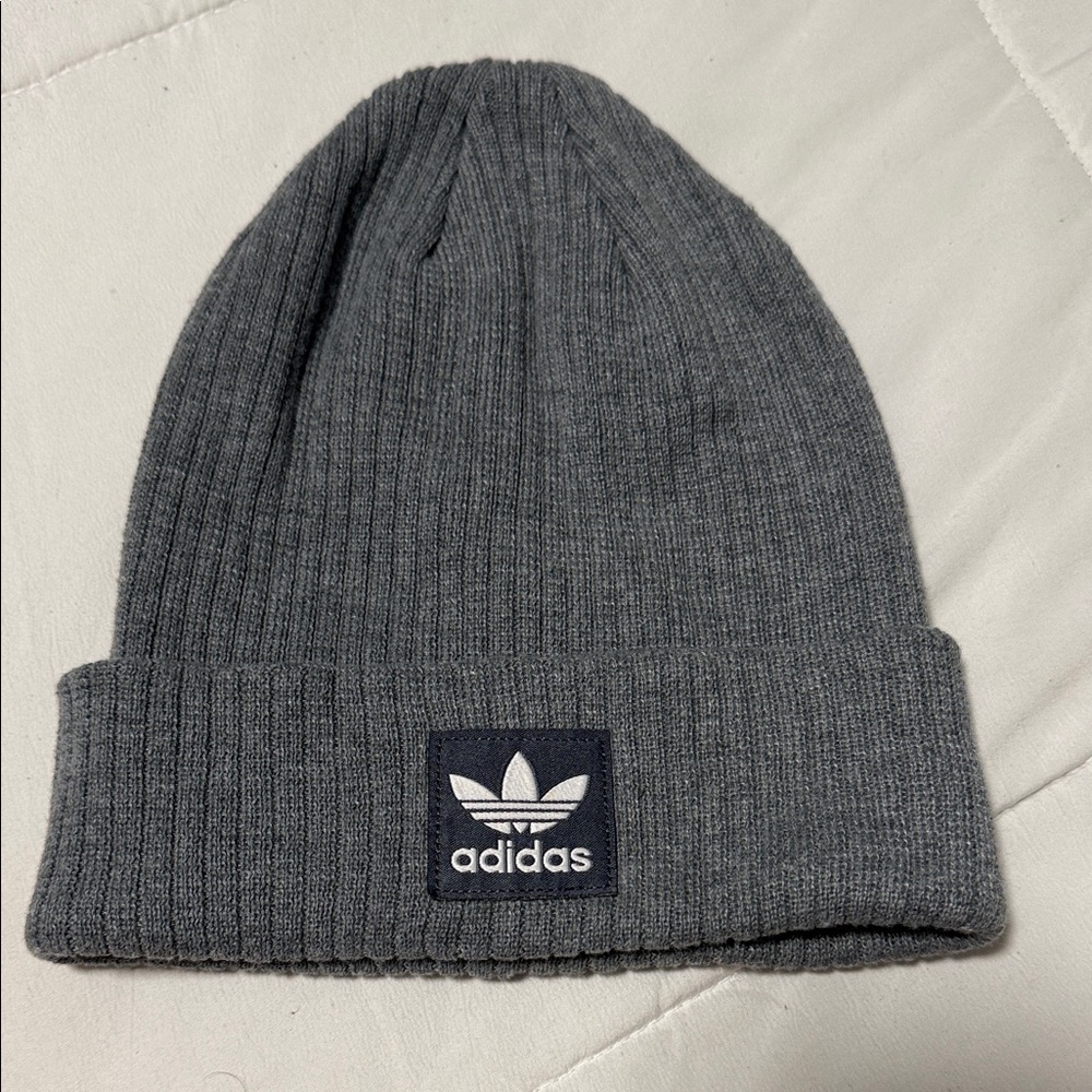 Adidas Ribbed Knit Gray Beanie